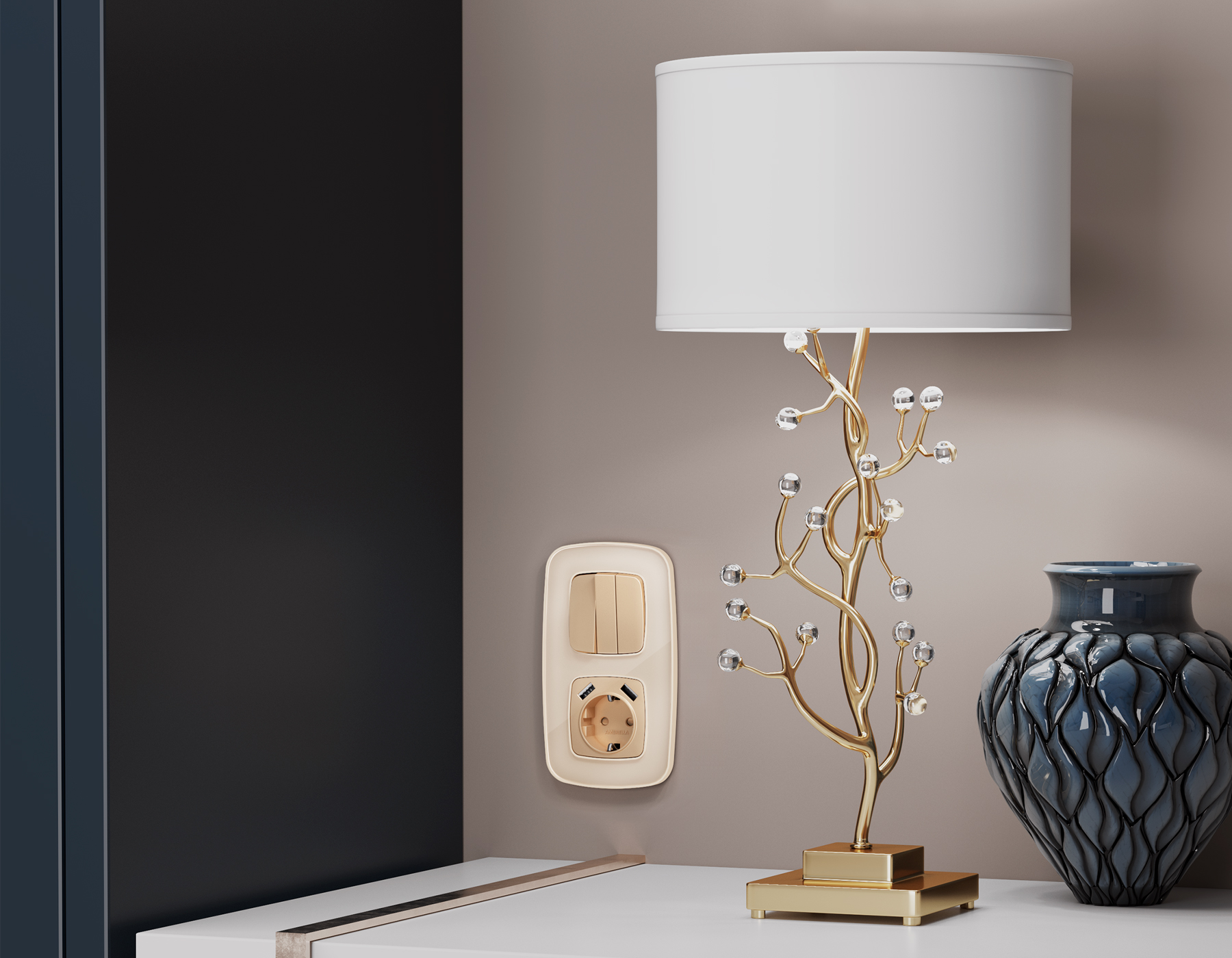 OP6050 Лицевая панель OMEGA (Шампань) для 3-клавишных выключателей QUANT