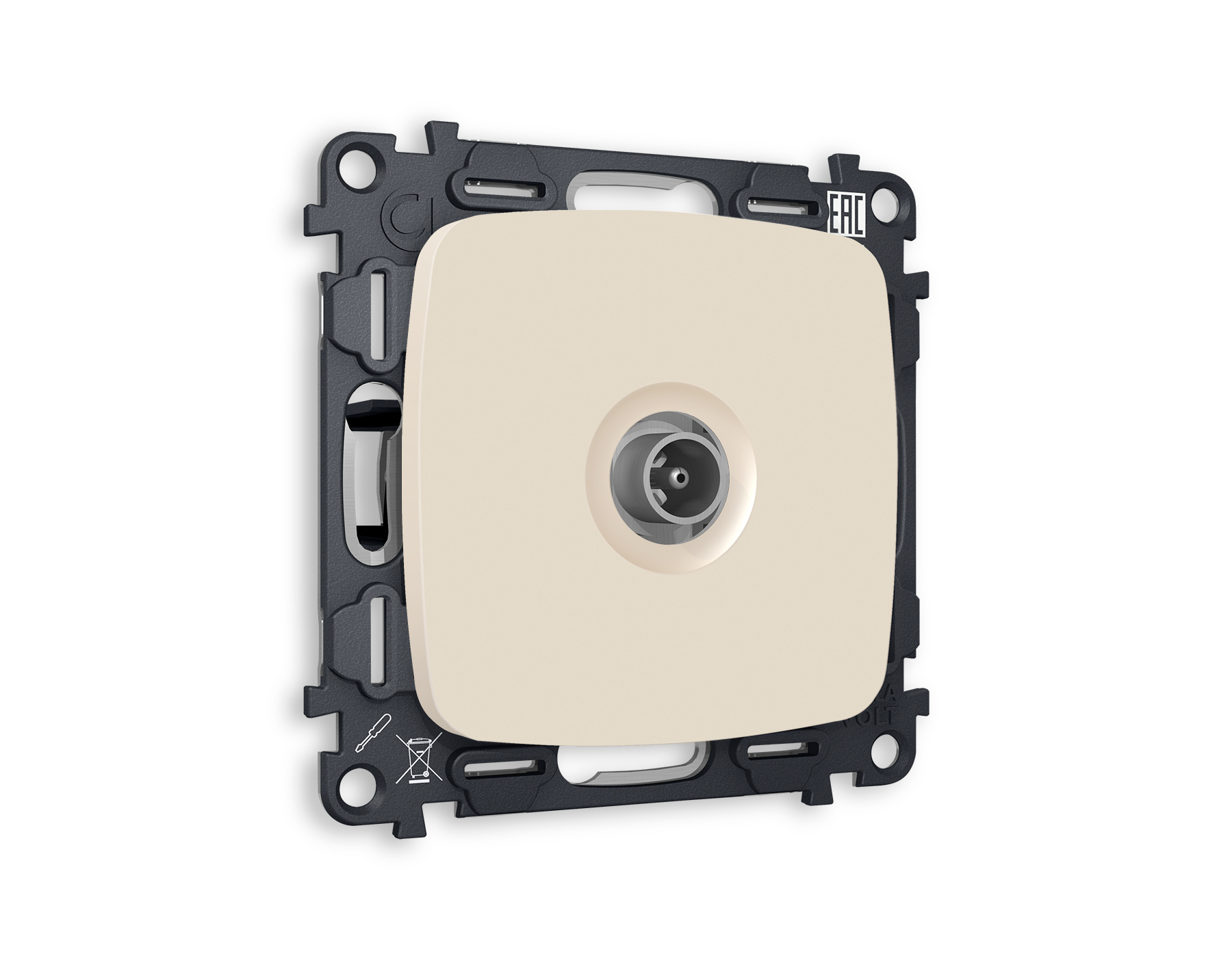 MO333030 Комплект механизма TV розетки прох OMEGA Бежевый матовый 5-1000 MHz 4dB QUANT(OP3330,VM211)