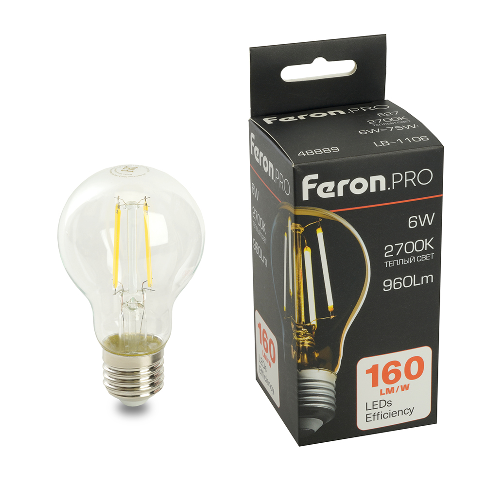 Лампа светодиодная FERON PRO LB-1106 960LM 6W 175-265V 230V E27 2700K