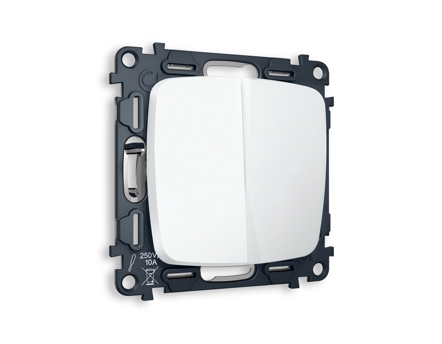 MO123010 Комплект механизма 2-кл выключателя OMEGA Белый матовый QUANT (OP1230, VM115)