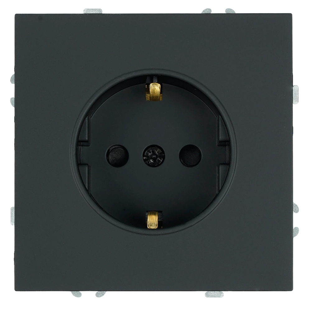 Розетка 1-местная с з/ш, с/з (механизм), СЗК, 250В, 16А, серия Эмили, RST16-5110-05ZK, черный уголь,