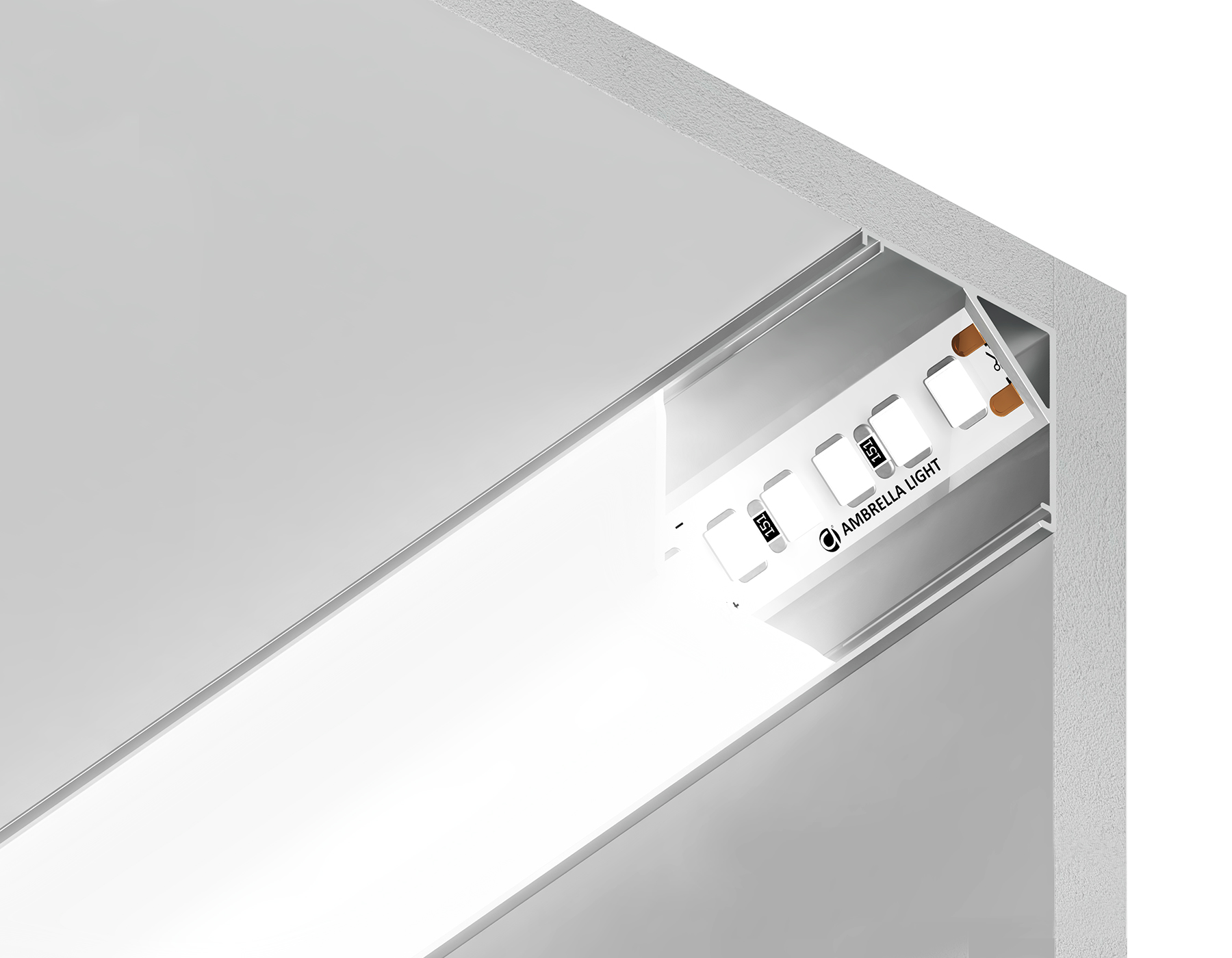 Алюминиевый профиль угловой квадратный GP2150AL серебро 2000*15.7*15.7 (для ленты до 9,78мм)