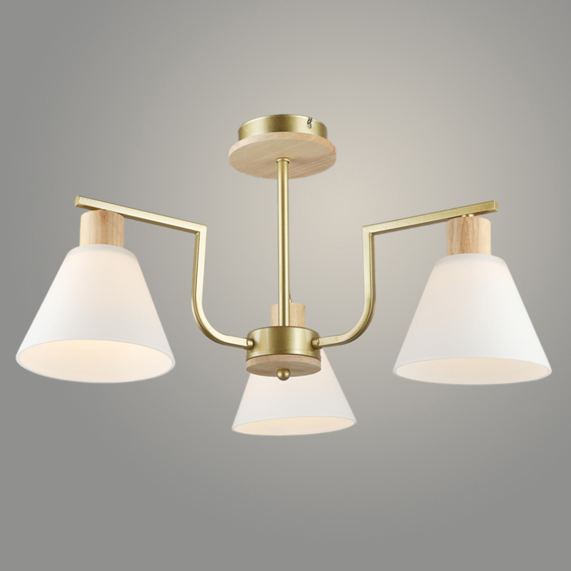 Люстра N5715/3 GD+WOOD золото/дерево 2x40W E27 d590 h310, QH23