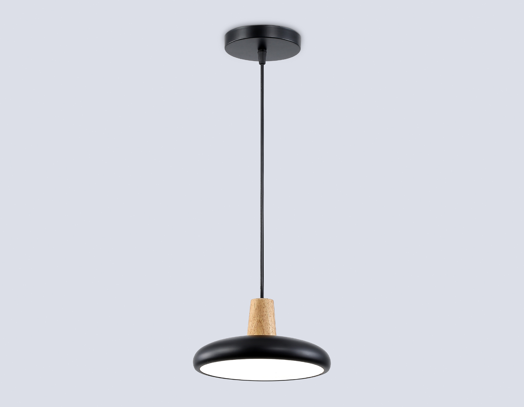 Светильник светодиодный подвесной AMBRELLA FL4839 BK/WD черный/дерево 24W 3000-6000K D200*800 безПДУ