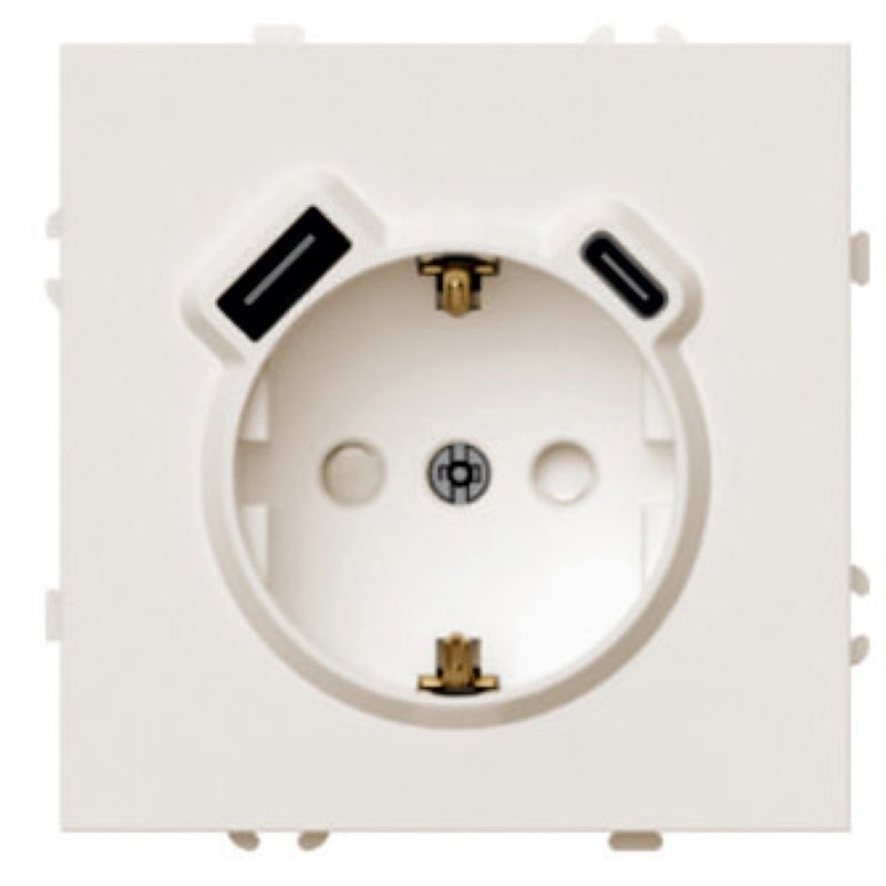 Розетка 1-местная з/ш с/з 16А + USB + Type C (механизм), 250В, 20W, серия Эмили, RST16-5119-08, каше