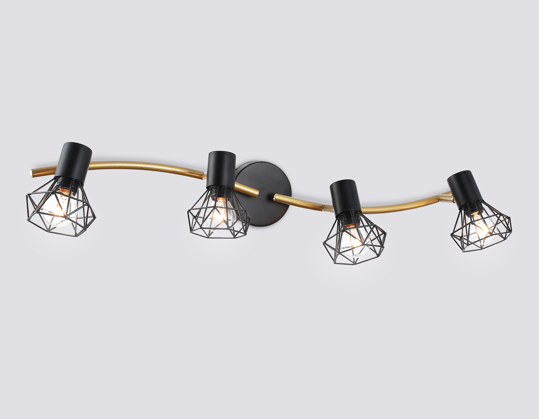 Настенно-потолочный спот в стиле лофт AMBRELLA TR8658/4 BK/GD черный/золото E14/4 max 60W