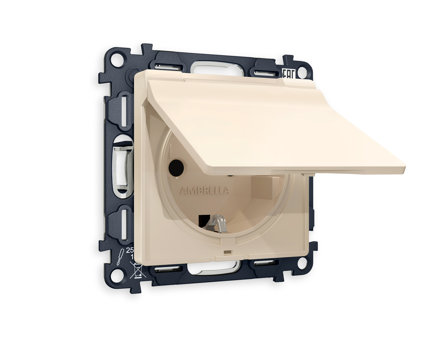 MA328010 Комплект механизма электр розетки ALFA Бежевый матов с/з штор/крыш IP44 QUANT(AP3280,VM141)