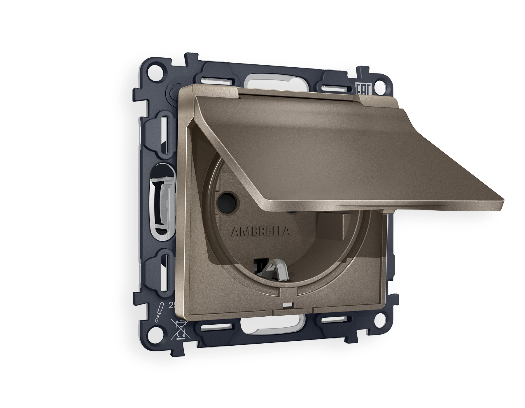 MA638010 Комплект механизма электр розетки ALFA Тем/бронз матов с/з штор/кр IP44 QUANT(AP6380,VM141)