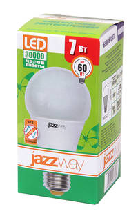 Лампа JAZZWAY PLED-ECO-A60 7W 3000K E27 220V/50Hz (1/50)