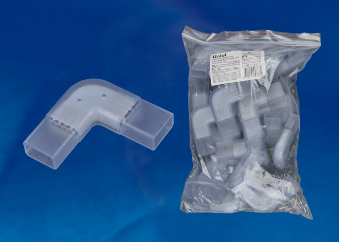 Соединитель L-образный  для лент ULS-N21 NEON 220В UTC-K-22/N21 CLEAR 025 POLYBAG 8*16мм