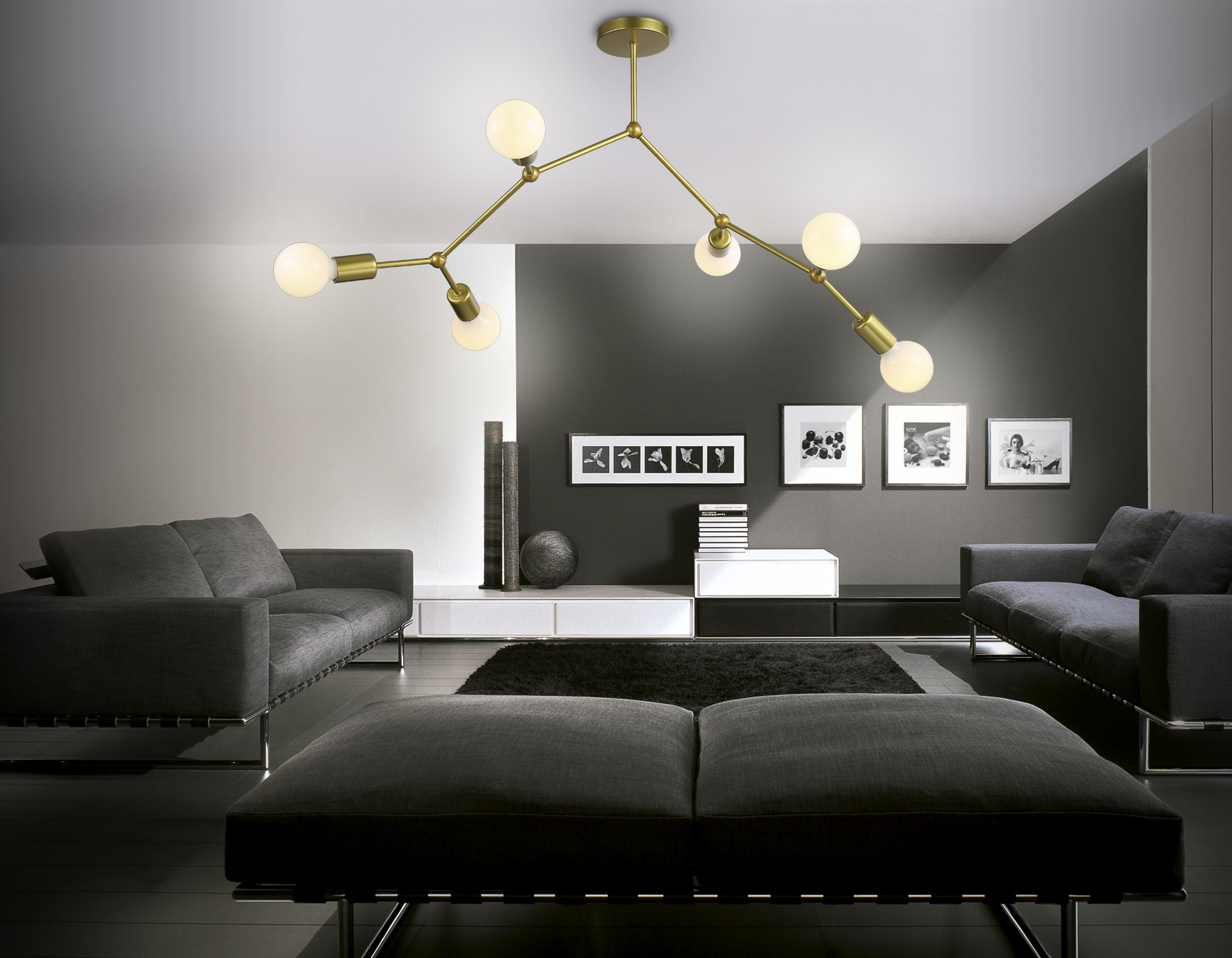 Потолочный светильник в стиле лофт Ambrella TR8038/6 BS латунь E27*6 max 40W D670*590