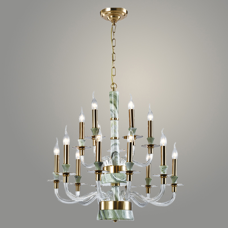 Люстра BL683EM/10+5A CE+AB серо-зеленый/бронза 15х40W E14 d900 h700, BLK24