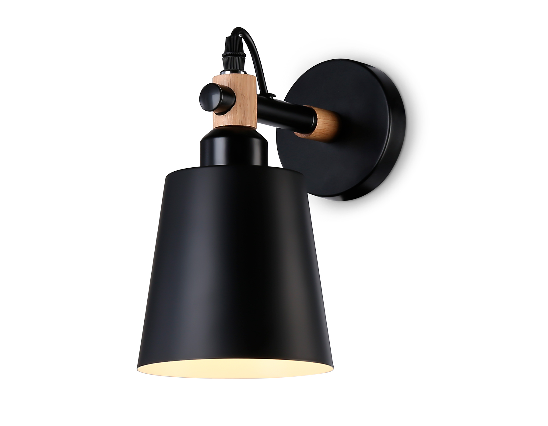 Светильник настенный Ambrella TR82213 BK/LW черный/светлое дерево E27 max 40W 230*130*190