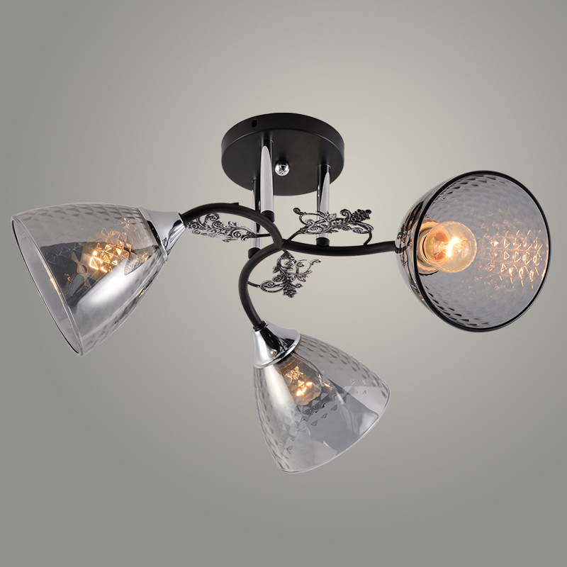 Люстра XA1525B/3 BK+CR черный/хром 3х60W E27 d530 h250, HN24