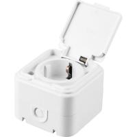 Розетка 1-местная с крышкой, с/з, 250В, 16А, IP44, PST16-21-44 , белая, серия БРЕСТ