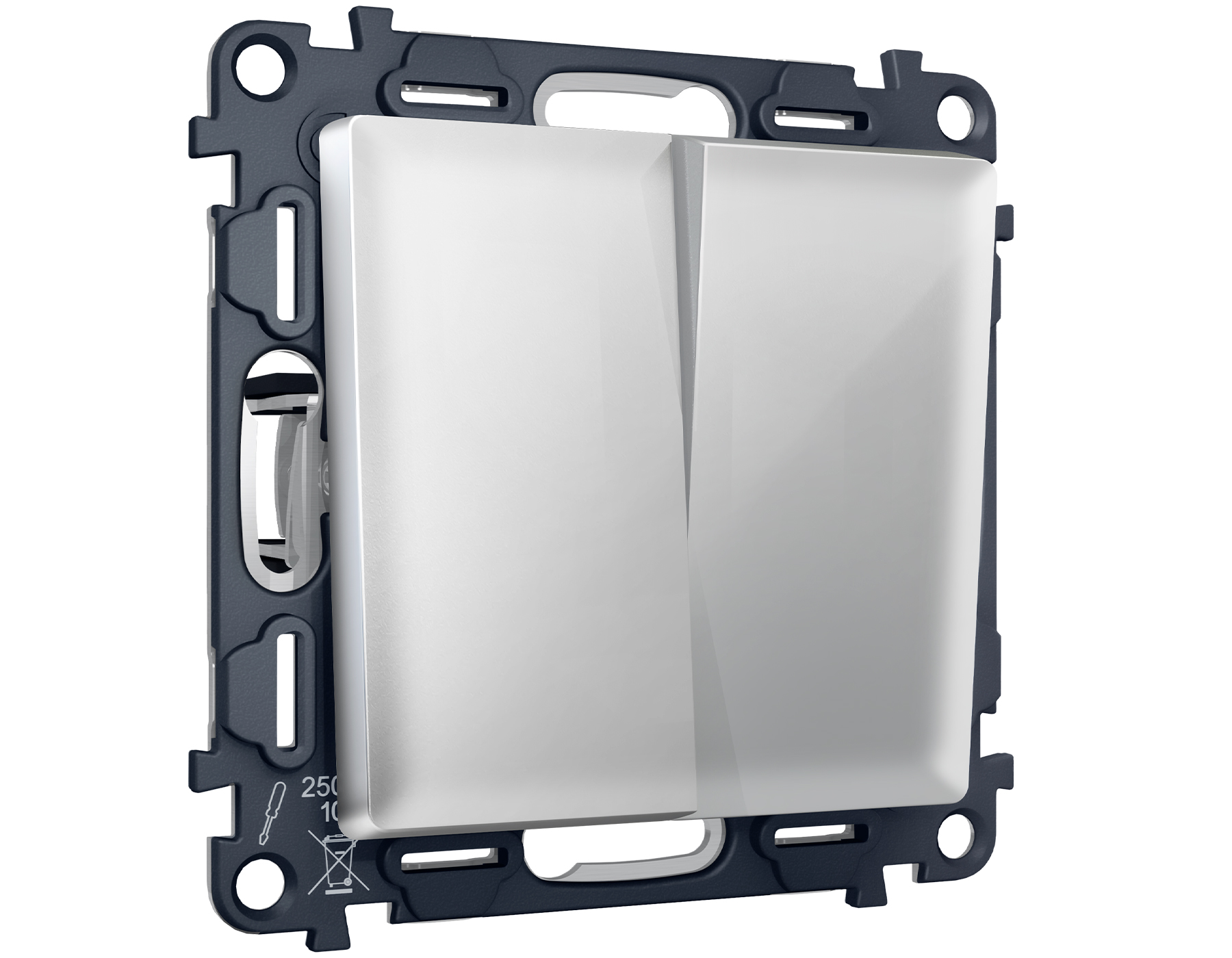 MA403020 Комплект механизма 2-кл проходного выключателя ALFA Серебро глянец QUANT (AP4030, VM120)