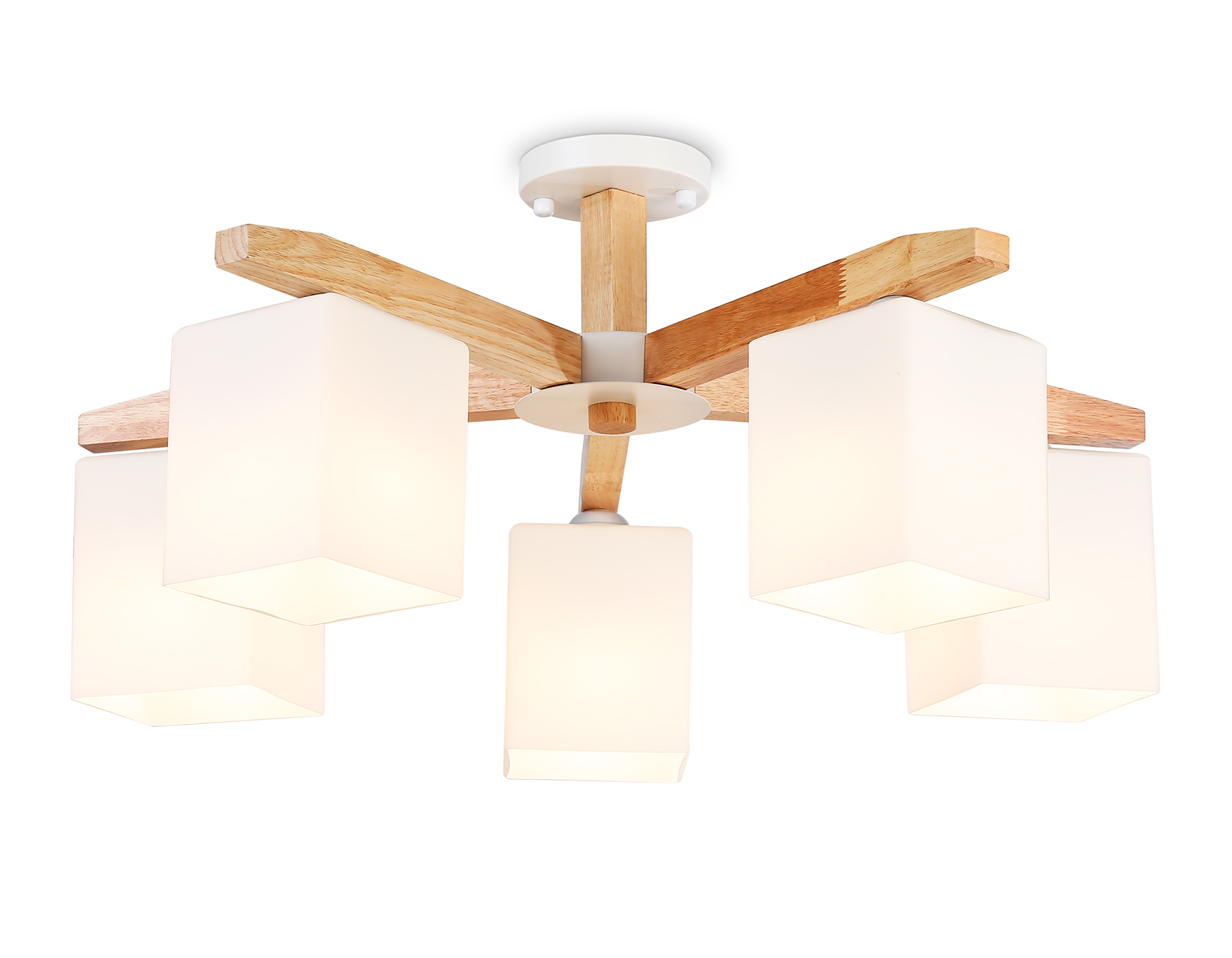 Люстра подвесная Ambrella TR83118/5 WH/LW белый/светлое дерево E27/5 max 40W D700*325