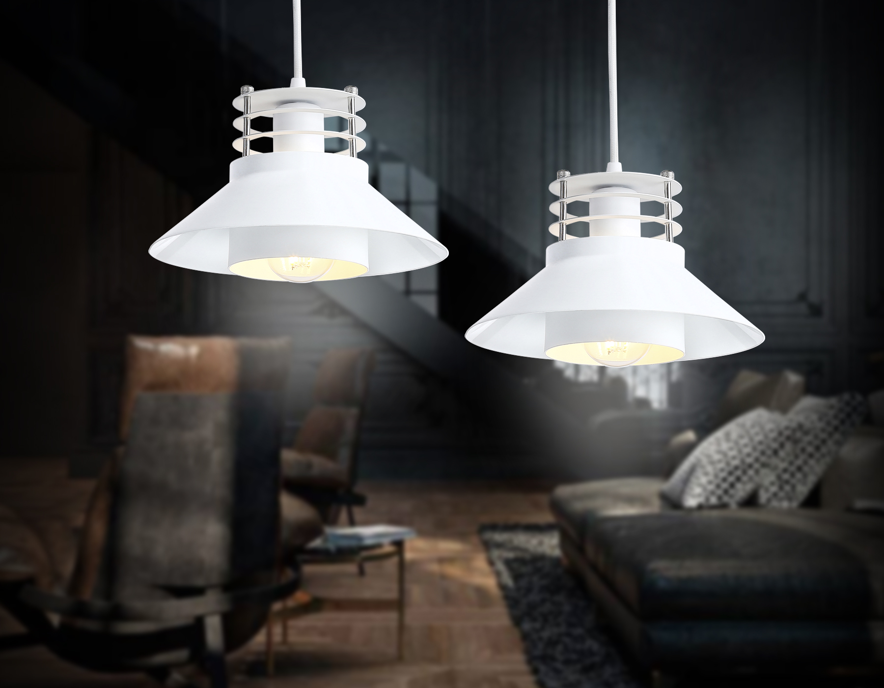 Светильник подвесной в стиле лофт Ambrella TR8171 WH белый E27 max 40W D203*194