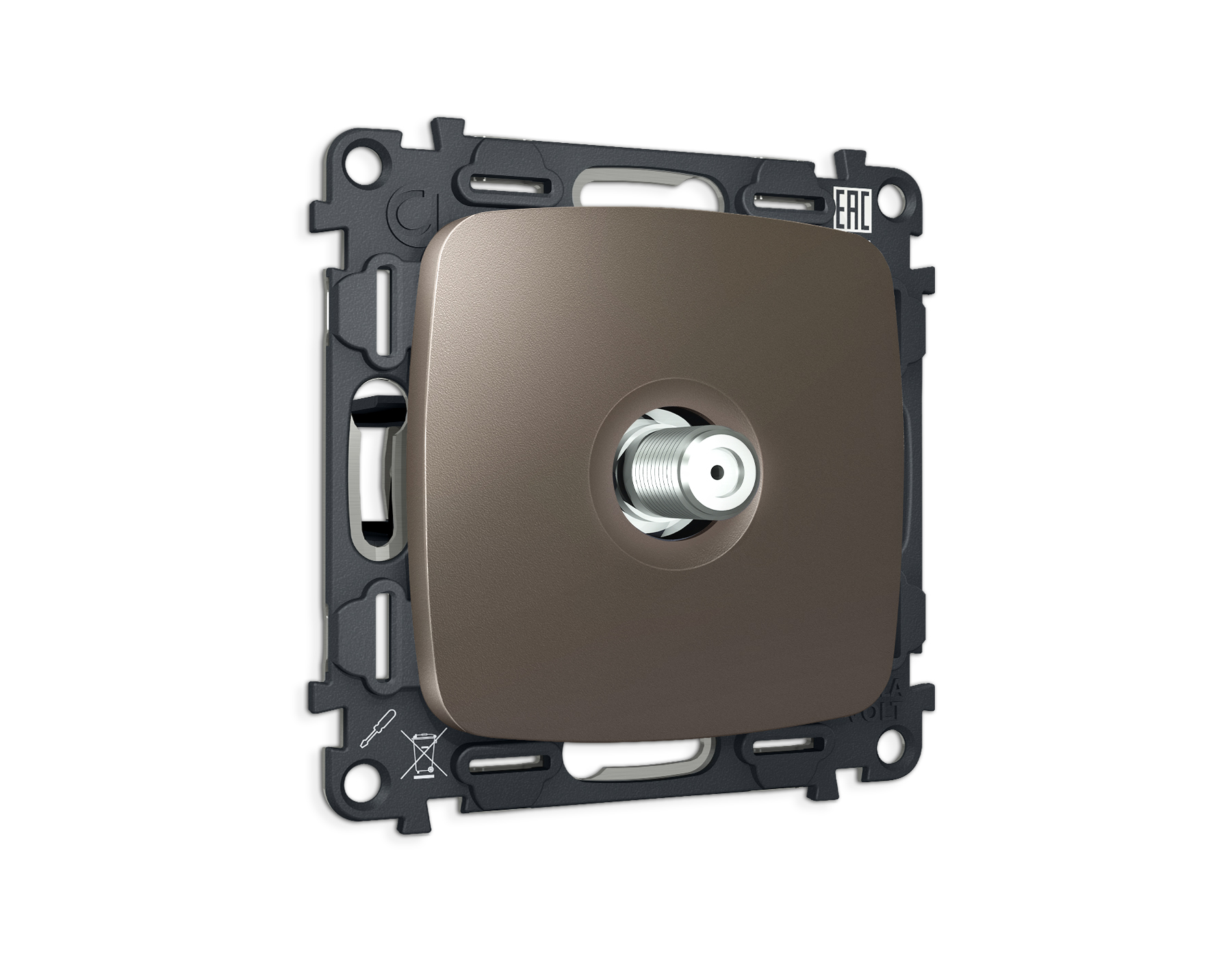 MO643050 Комплект механизма TV розетки SAT 5-2400MHz 3.5dB OMEGA Темная бронза матовый QUANT (OP6430