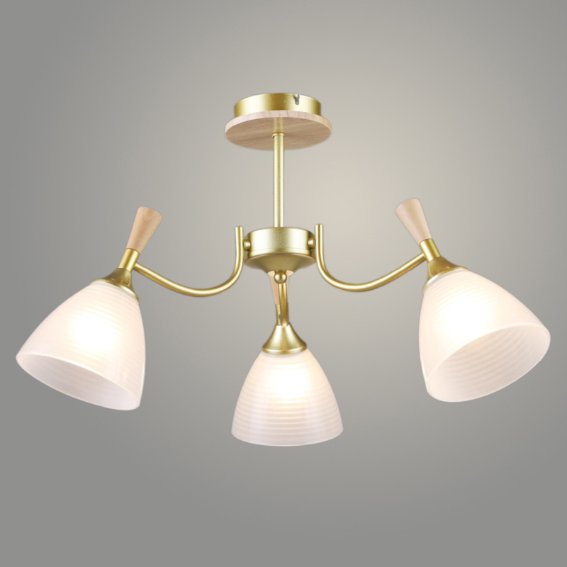 Люстра N6345/3 GD+WOOD золото 3x60W E27 d640 h360, QH24