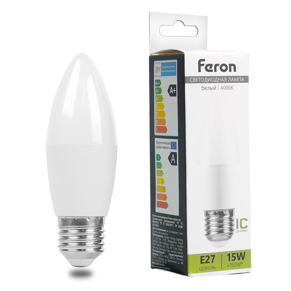 Лампа светодиодная FERON LB-980 15W 230V E27 4000K С37 