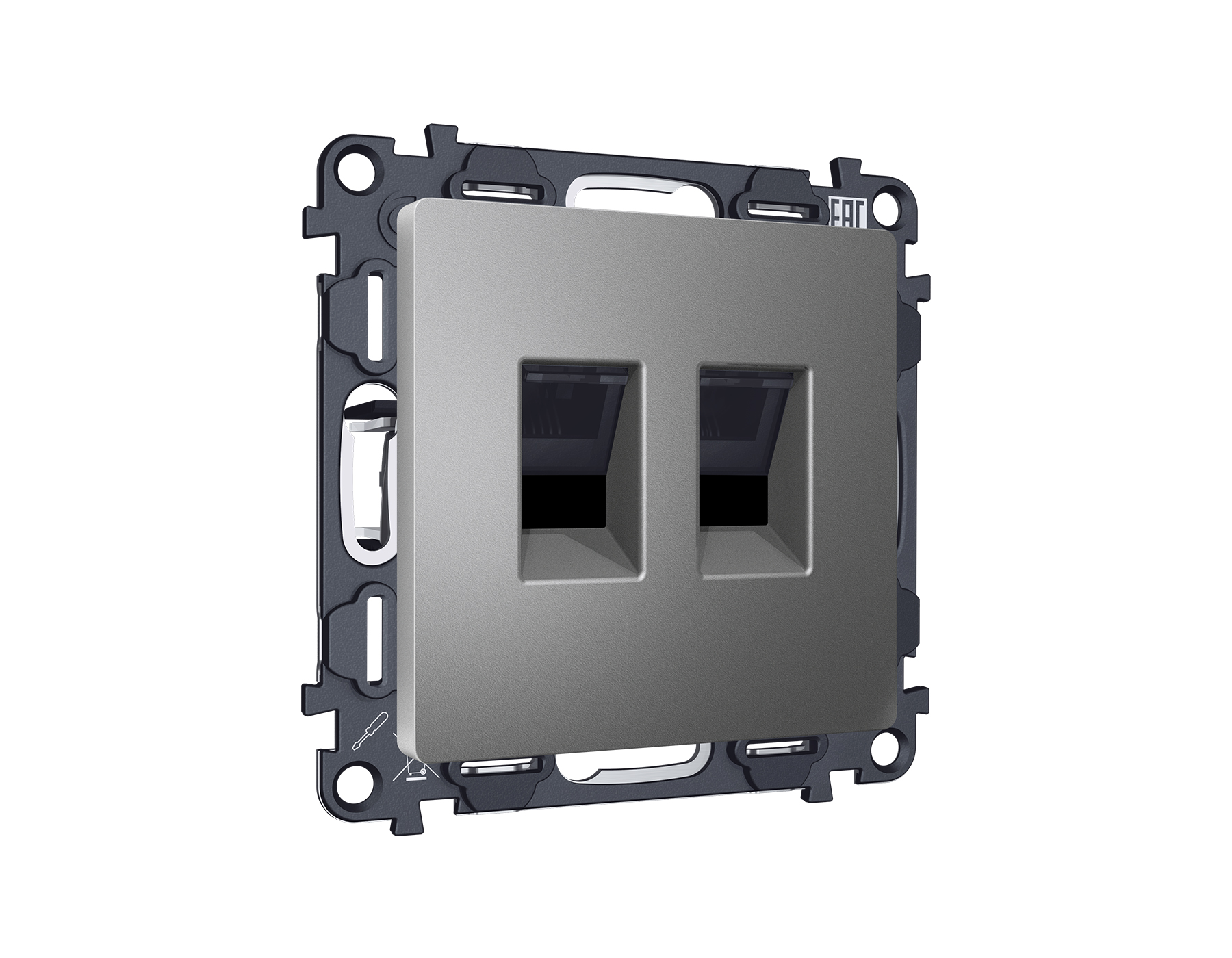 MA662110 Комплект механизма компьютерной двойной розетки RJ-45 (8P8C) CAT6 с автоматической защитной