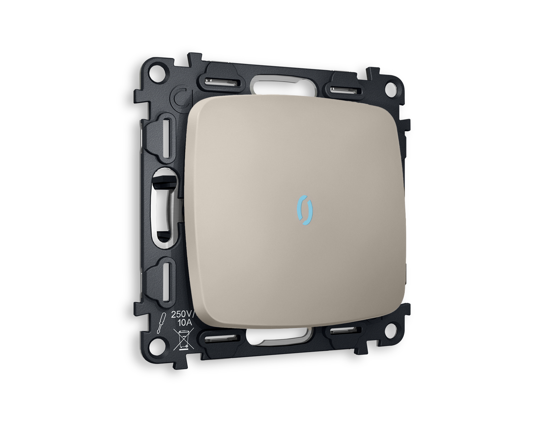 MO362040 Комплект механизма 1-кл прох.выкл подсв 10000K OMEGA Серо-беж матов QUANT(OP3620,VM105G29B)