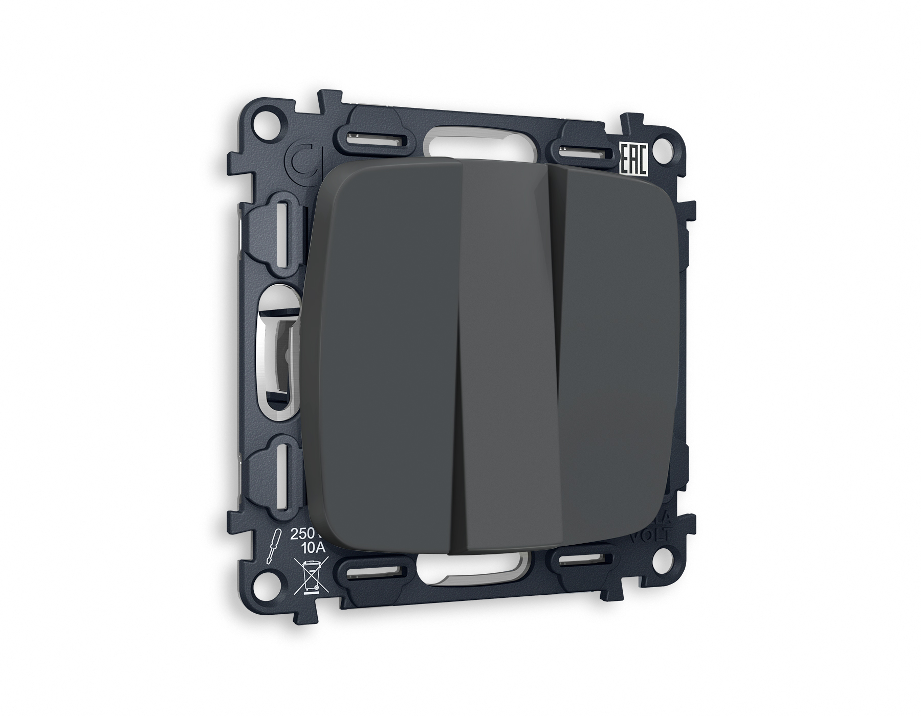 MO905010 Комплект механизма 3-кл выкл OMEGA Графит мягкое касание 10A-250V QUANT(OP9050,VM133)