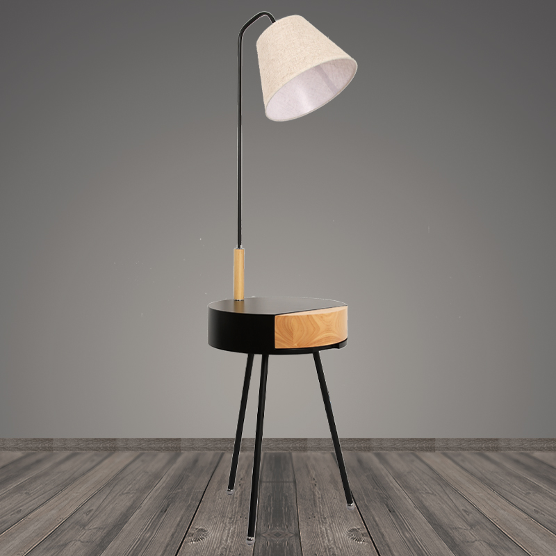 Торшер со столиком 8069B черный/белый абажур 1x40W E27 h140cm, DUO22