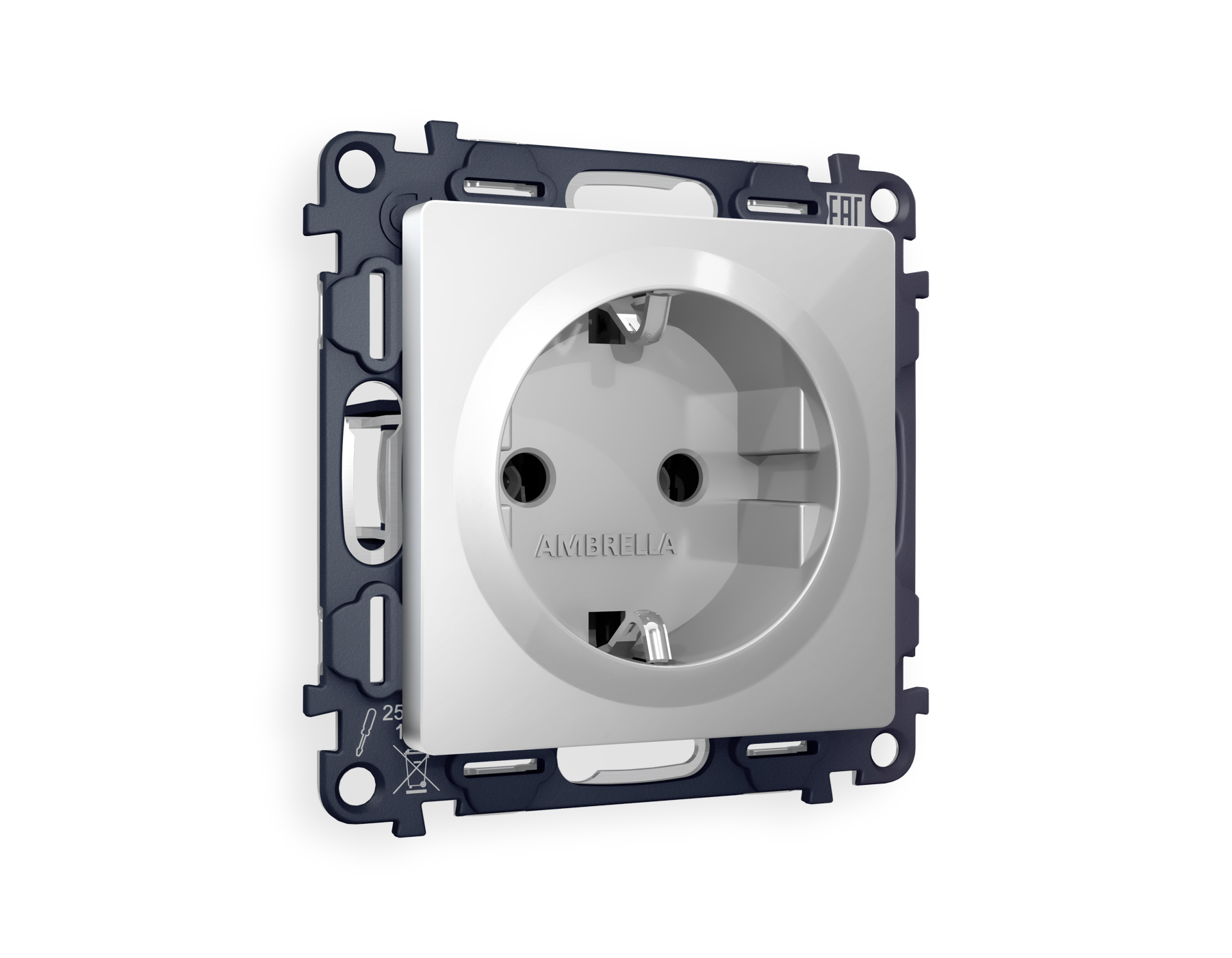 MA406010 Комплект механизма электр розетки ALFA Серебро глянец с/з винт/заж QUANT (AP4060,VM141)