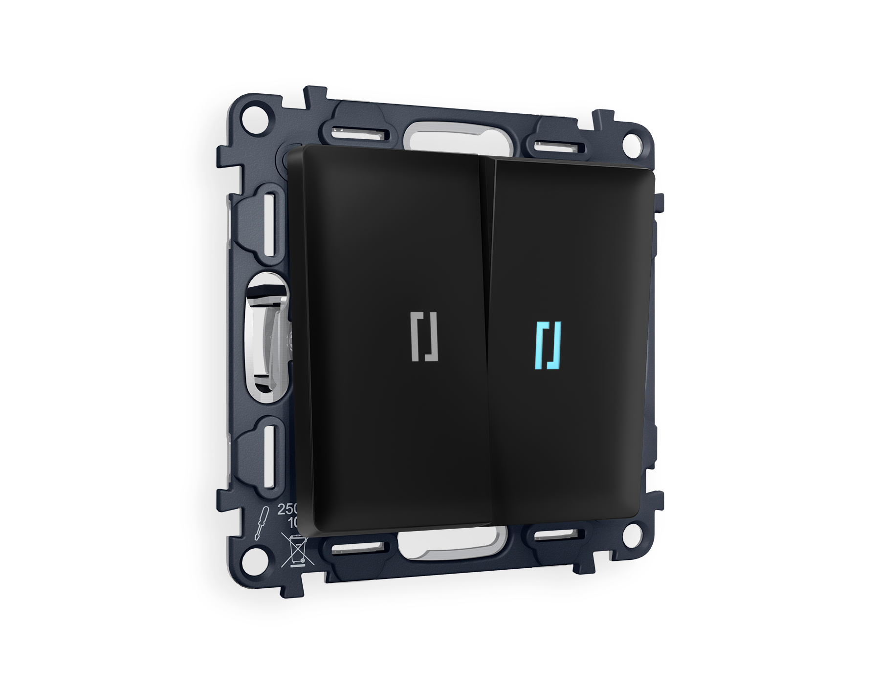 MA804040 Комплект механизма 2-кл прох.выкл с подсв 10000K ALFA Черный матов QUANT(AP8040,VM120,G29B)