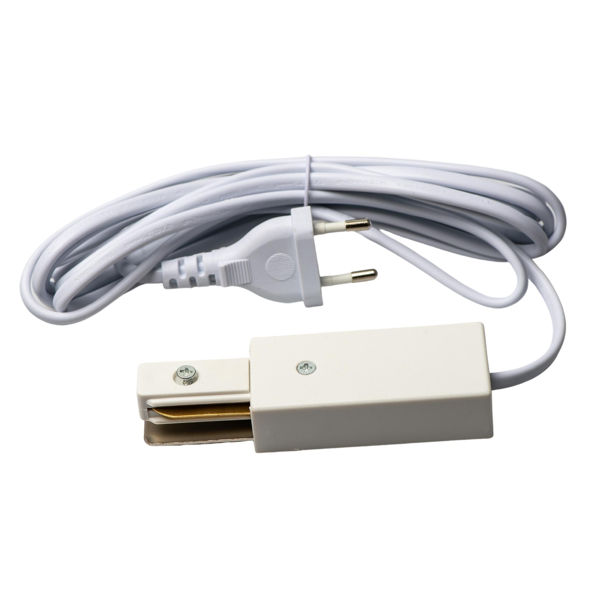 Ввод питания VOLPE UBX-Q122 G02 WHITE 1 POLYBAG для шинопровода типа G. Провод 3м и вилка, Белый