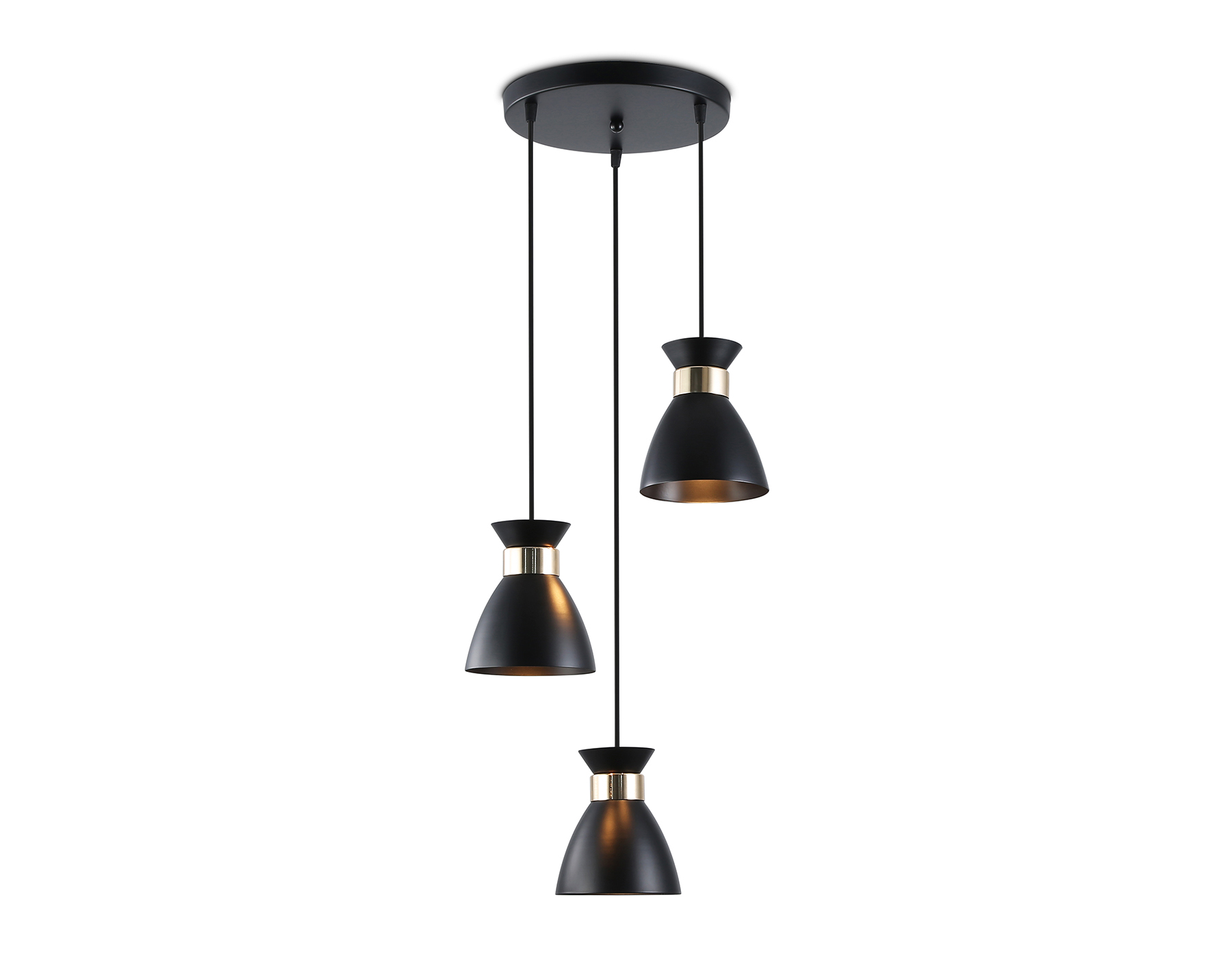 Светильник подвесной AMBRELLA TR8470/3 BK/FGD черный/золото E27/3 max 60W D340*1000