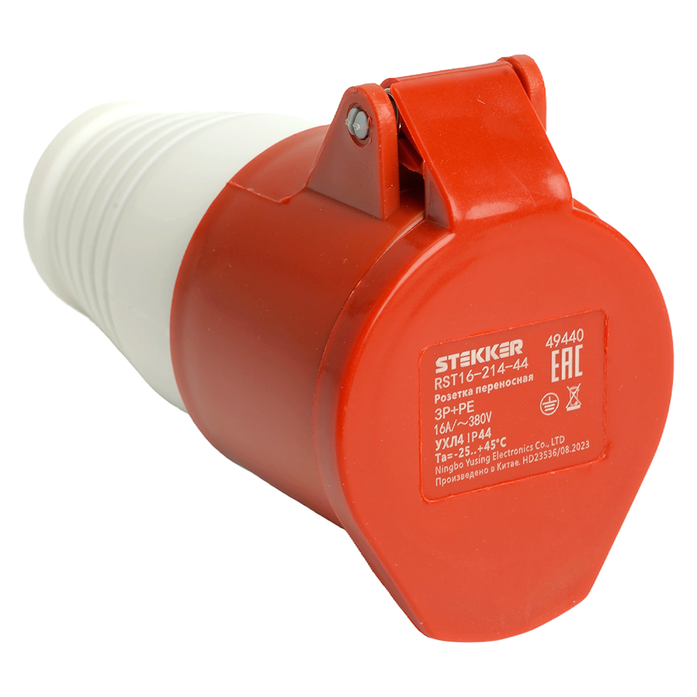 Розетка переносная ST-214 16А 380В 3P+PE IP44, RST16-214-44 красный