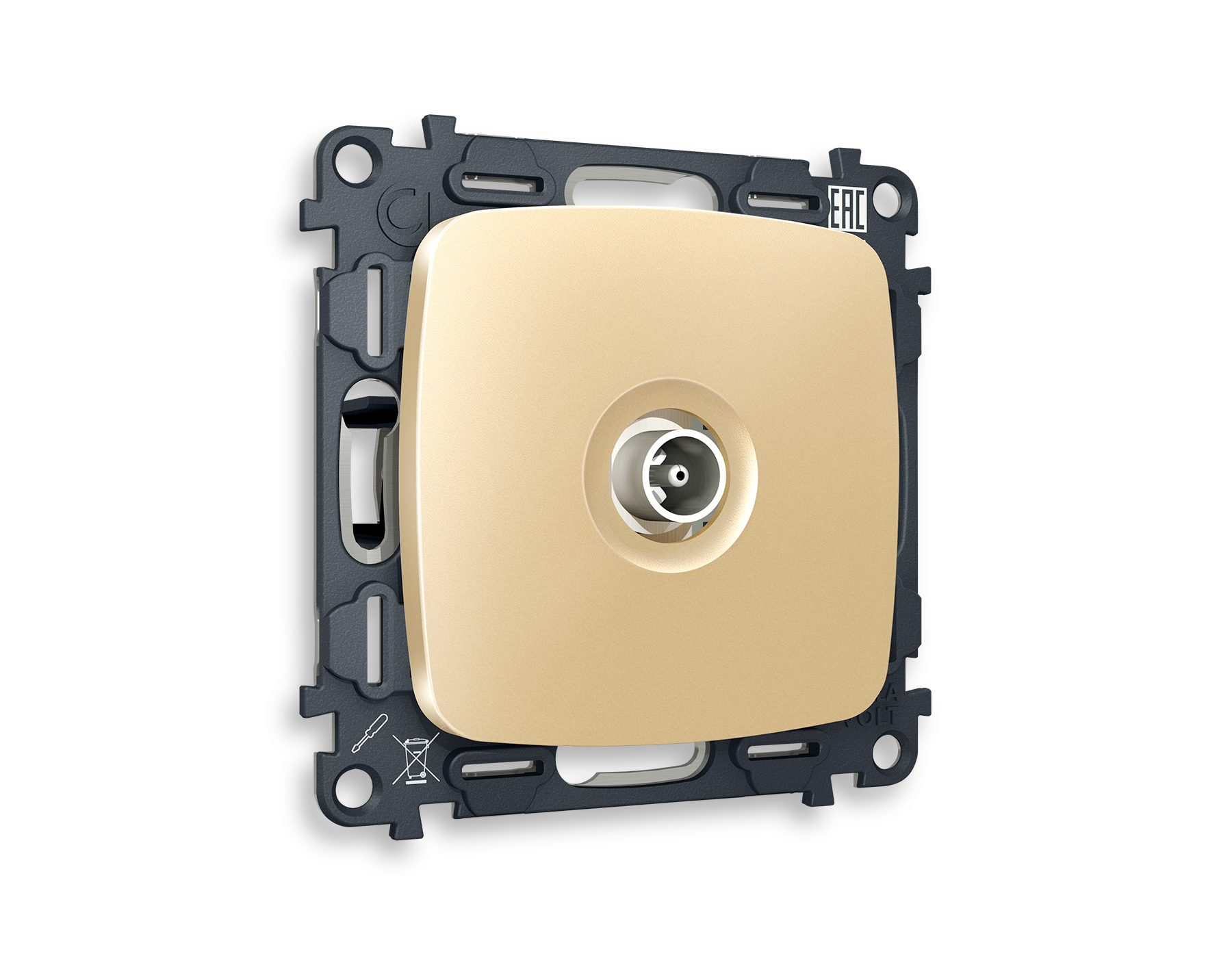 MO613030 Комплект механизма TV розетки проходной OMEGA Шампань 5-1000 MHz 4dB QUANT (OP6130, VM211)