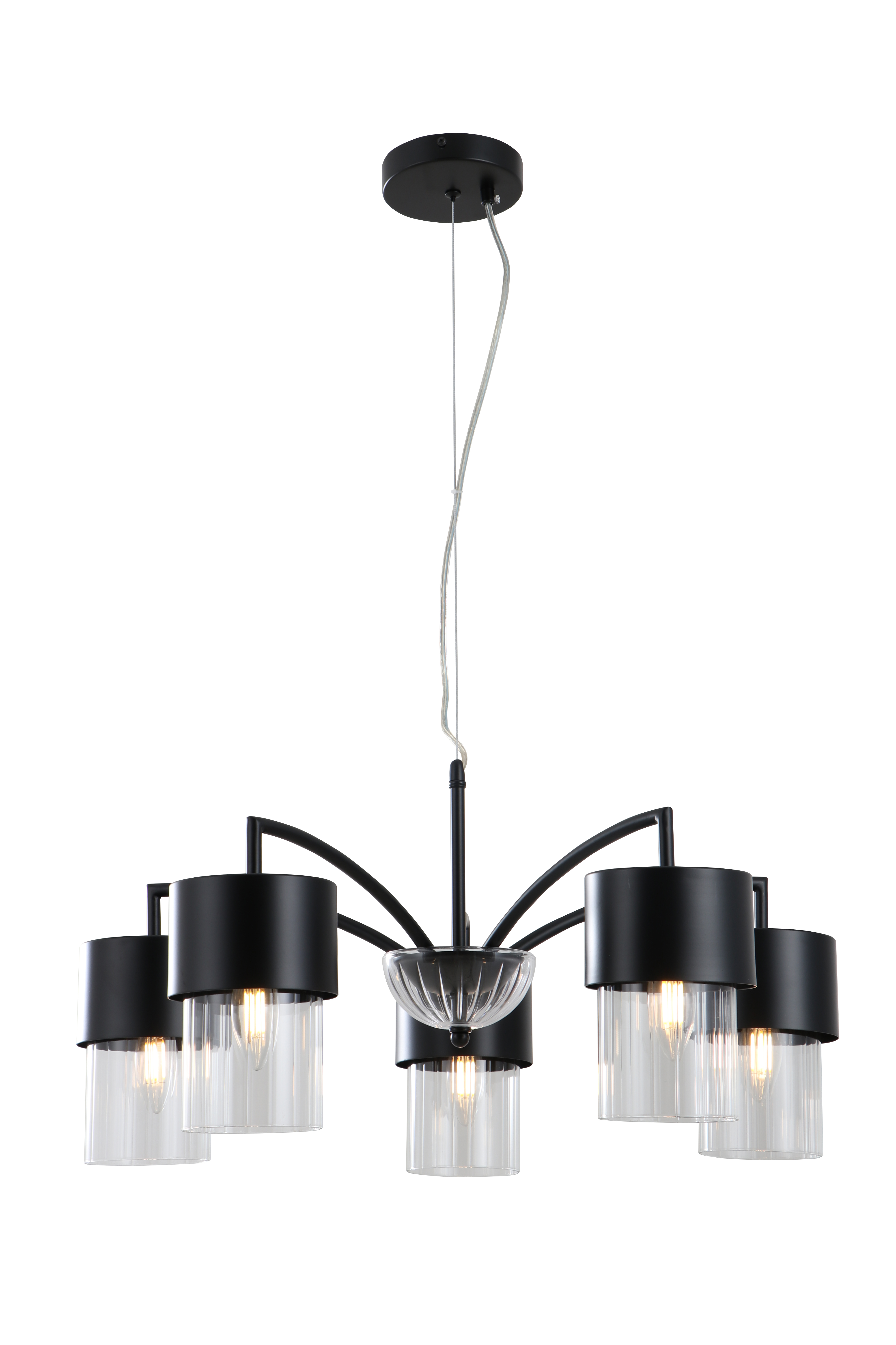 Люстра 15704/5 BK черный 5x40W E14 d630 h810, STR24