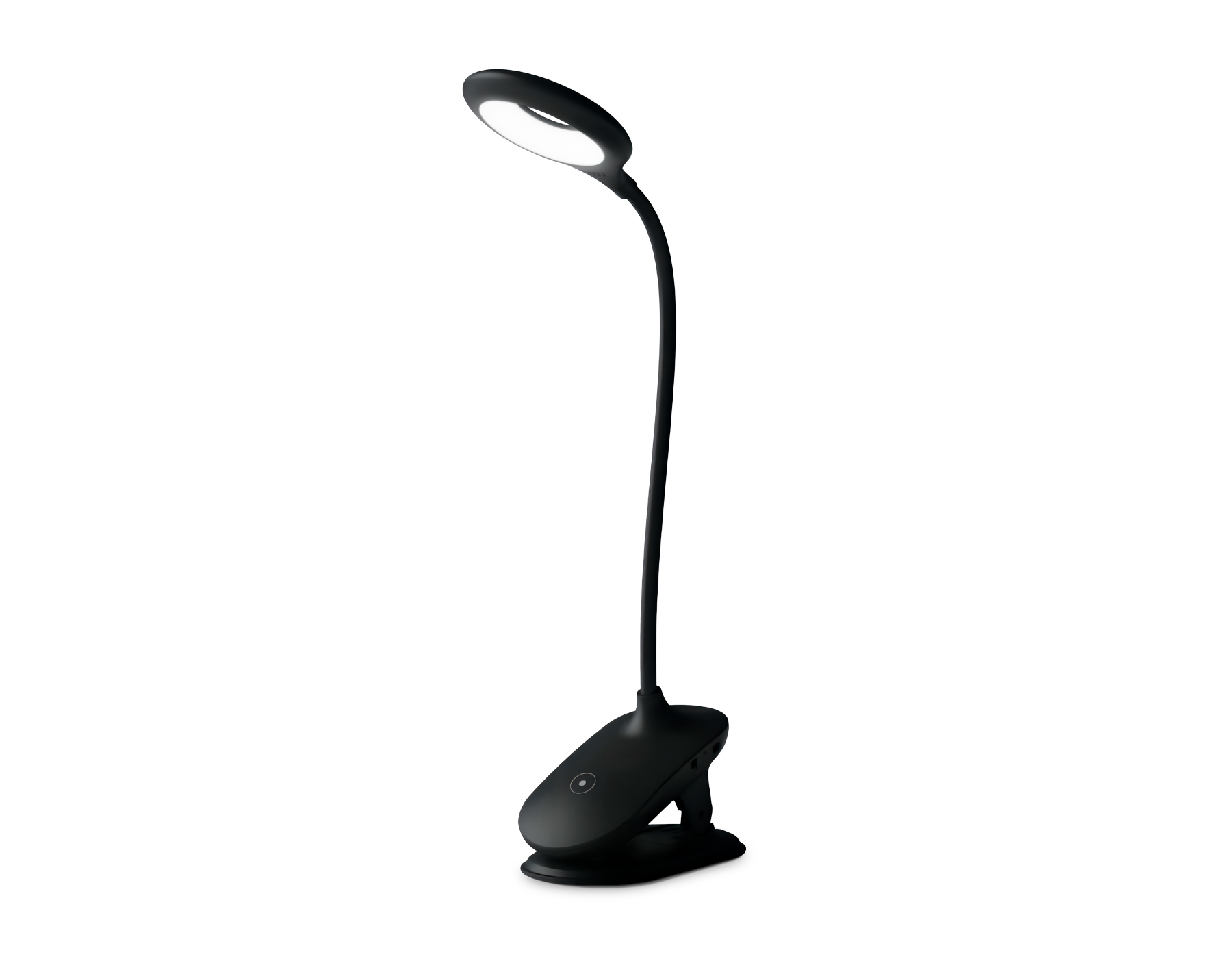 Светодиодная настольная лампа AMBRELLA DE703 BK черный LED 3000-6000K 6W прищепка, гибк.ножка, аккум