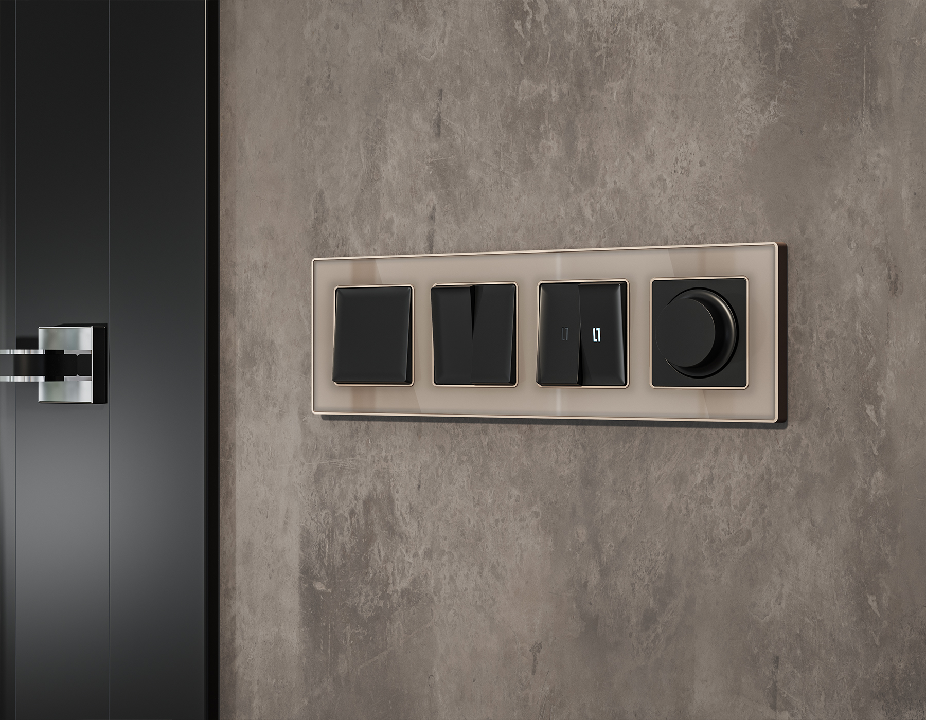 MA803010 Комплект механизма 2-кл выключателя ALFA Черный матовый QUANT (AP8030, VM115)