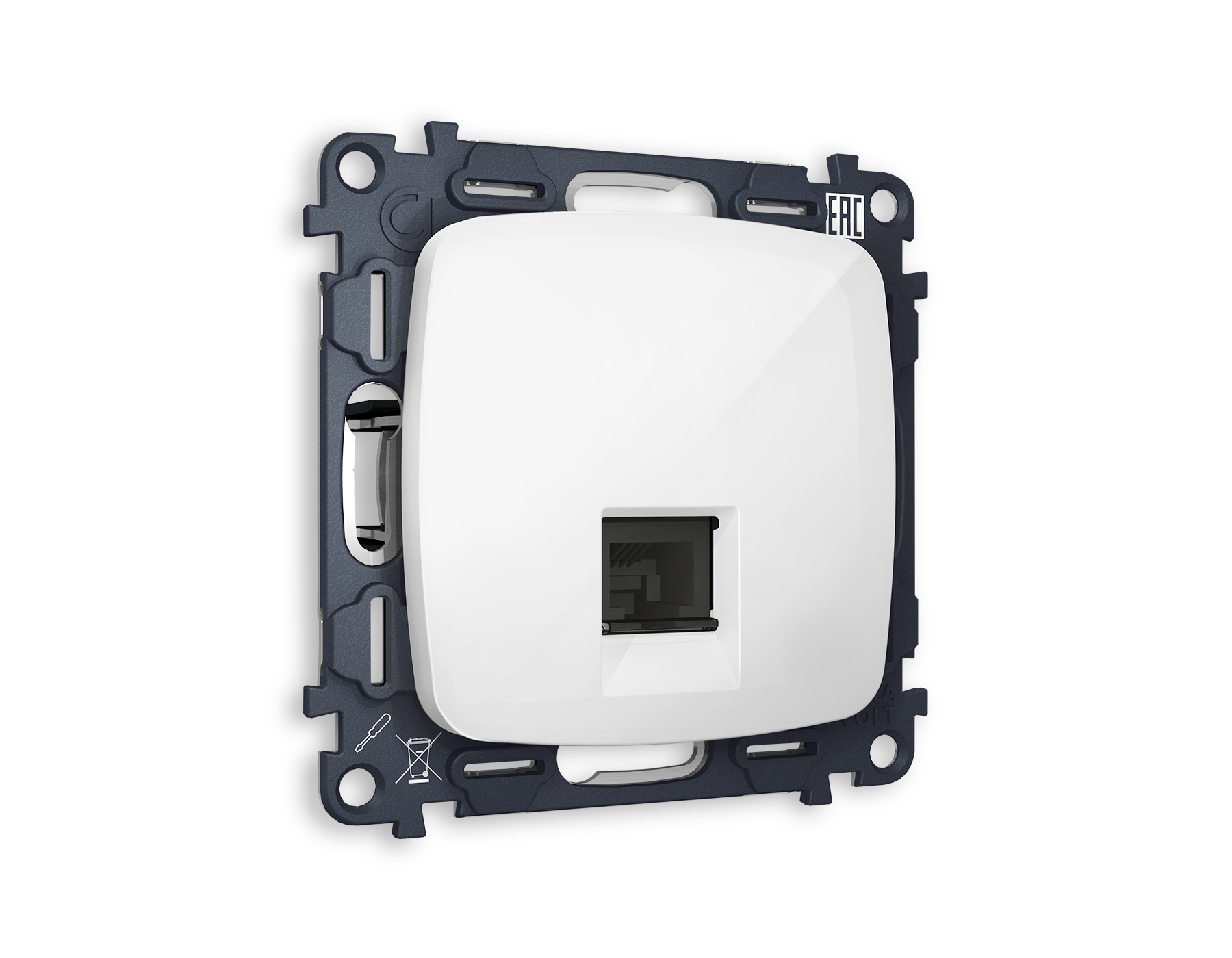 MO112005 Комплект механизма компьютерной розетки RJ-45 экранированной с автоматической защитной штор