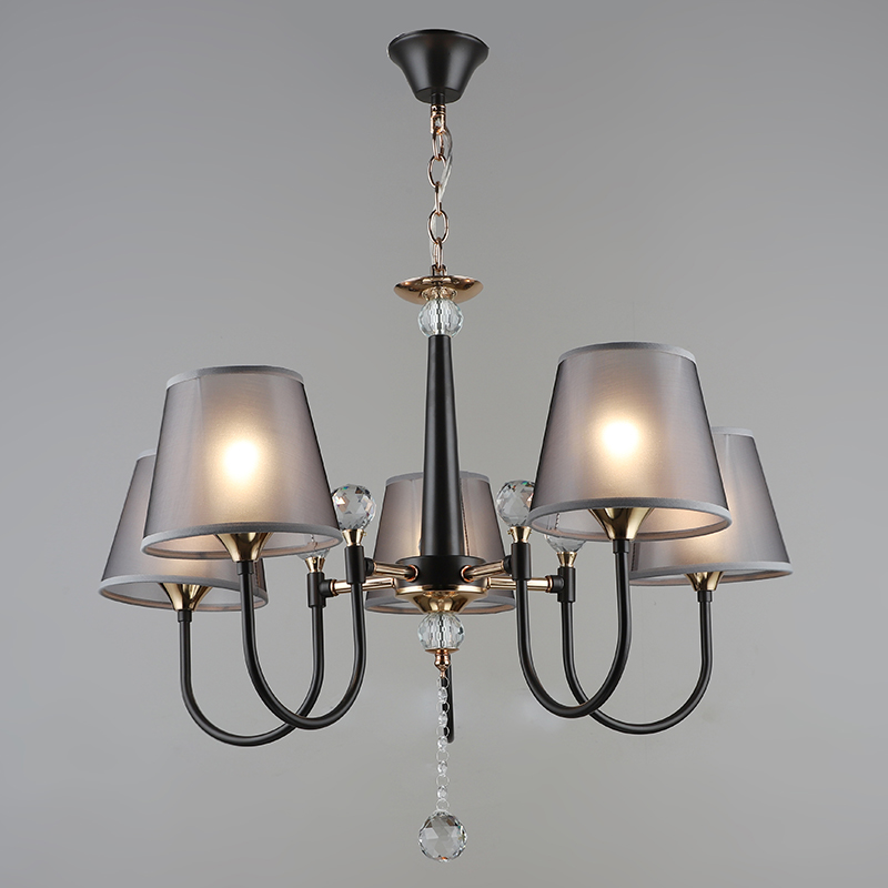 Люстра NH5264/5 COFFEE+FGD кофе/золото абажур 5x40W E27 d640 h750, QH22