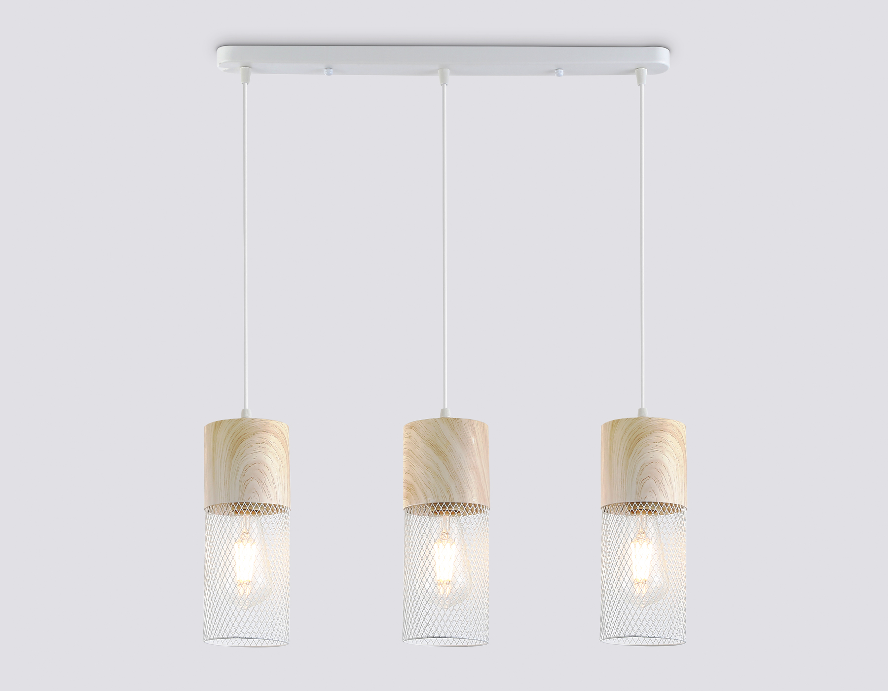 Светильник подвесной AMBRELLA TR8499/3 WH/WD белый/дерево E27/3 max 60W 550*100*1000