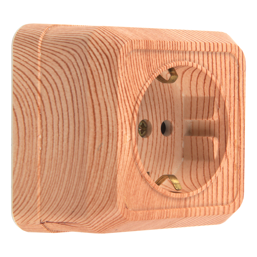 Розетка 1-местная с/з IP20 16А 250В, серия Альфа (керамика) сосна (1/200)