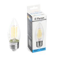 Лампа светодиодная FERON LB-713 11 230V E27 6400K  филамент С35 прозрачная