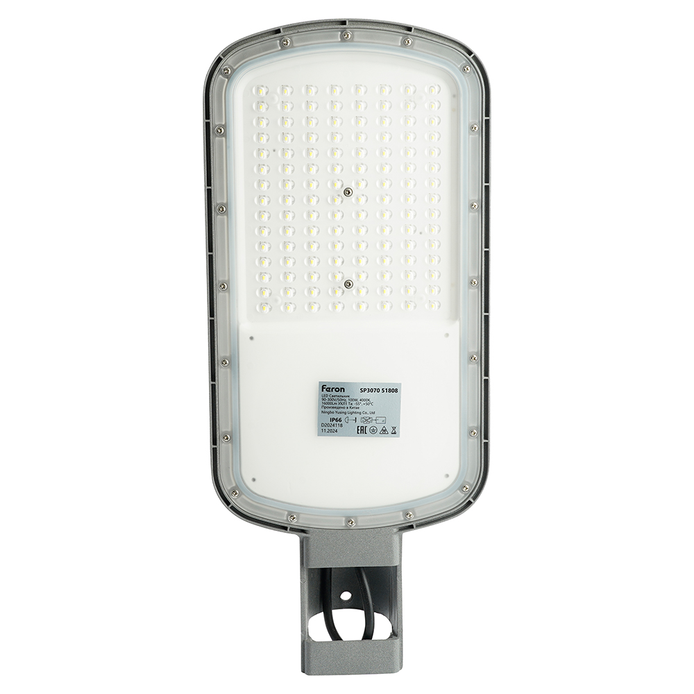 Уличный светодиодный светильник FERON SP3070 100W 4000K  AC90-300V/ 50Hz цвет серый (IP66)