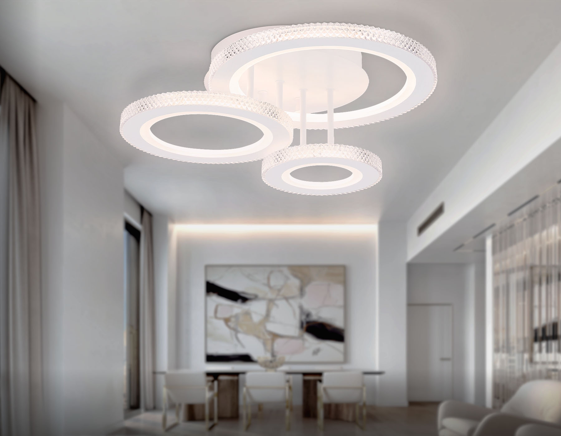 Светильник Ambrella FA8867/3 WH белый 3000K-6400K 38W 470*380*170 (ПДУ ИК)