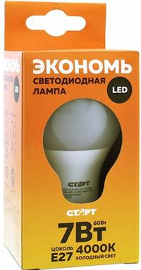 Лампа светодиодная СТАРТ LEDGLS E27 7W 4200K холодный белый (292470)