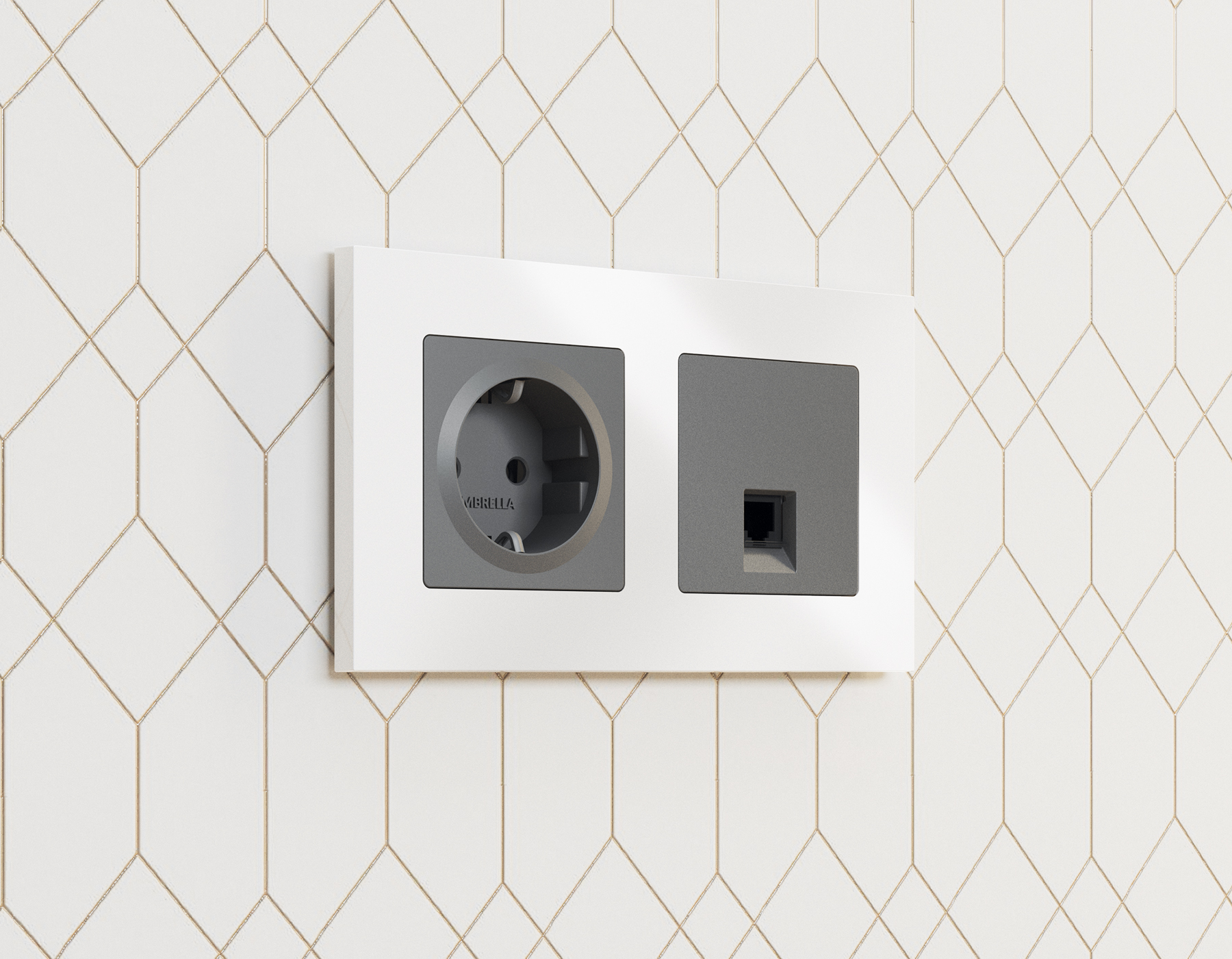 AP6560 Лицевая панель ALFA (Антрацит серый) для электрической розетки с/з QUANT