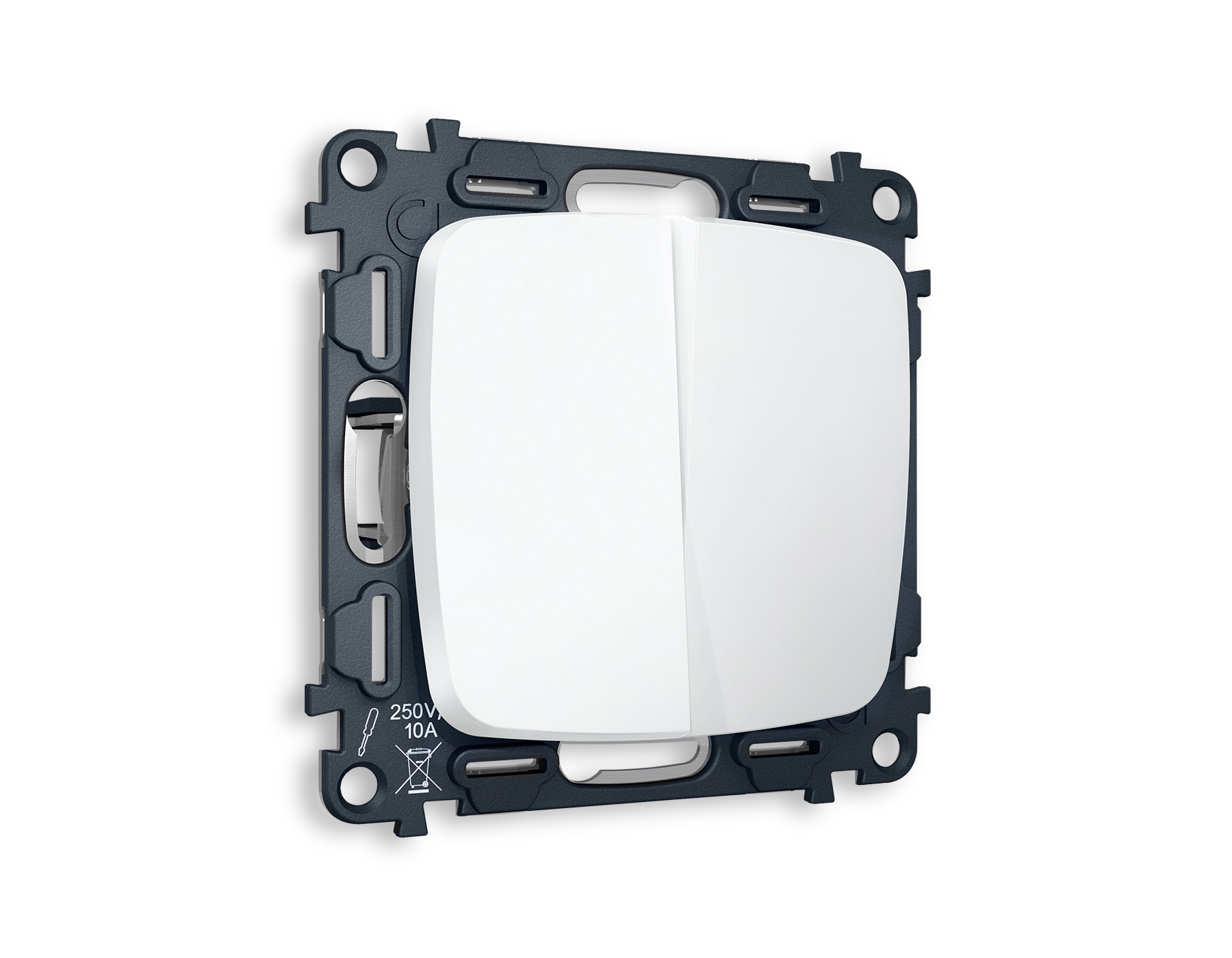 MO123020 Комплект механизма 2-кл проходного выключателя OMEGA Белый матовый QUANT (OP1230, VM120)