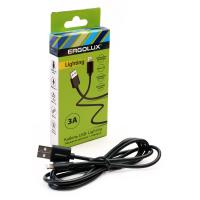 ERGOLUX ELX-CDC03-C02 (Кабель USB-Lightning, 3А, 1,2м, Черный, Зарядка+Передача данных, Коробка)