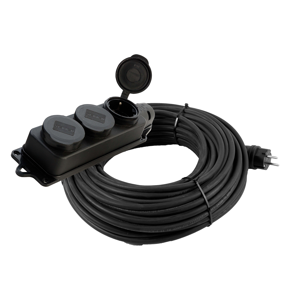 Удлинитель-шнур 3-местный с/з КГ 3*1,5мм2, IP44, 20м, 16A, серия Professional (50013)